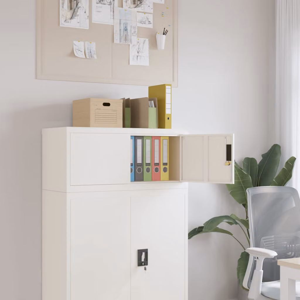 Armadio Classificatore vidaXL Bianco Lucido in Metallo con Serratura L: 90 cm, P: 40 cm, H: 40 cm – 1