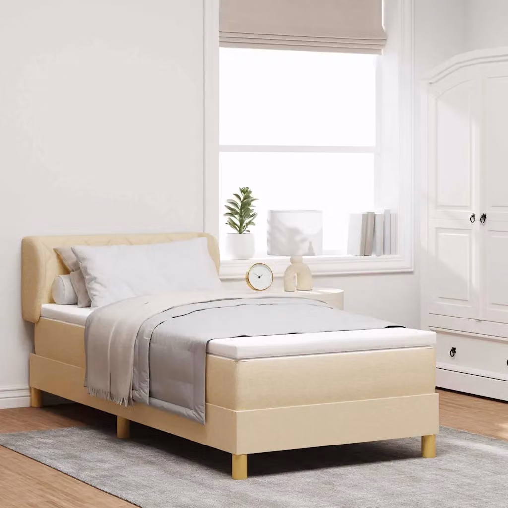 Letto a molle con testiera vidaXL in tessuto beige L: 200 cm, P: 100 cm