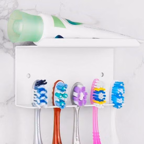 Portaspazzolino elettrico in alluminio, autoadesivo, bagno, doccia, lavabo, bianco