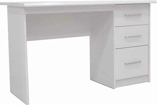 Scrivania retta PRAGUE – 3 cassetti – Colore bianco – Design moderno e funzionale