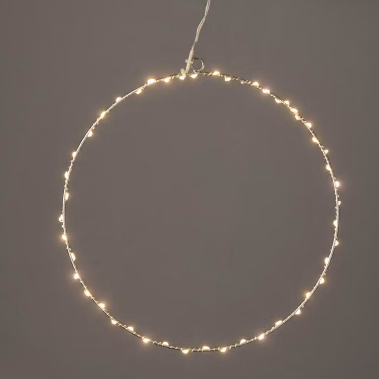 ACA Lighting D30CM Silver Circle 45 LED, WW, 220-240V, IP44, cavo di alimentazione trasparente da 3 m X064514227