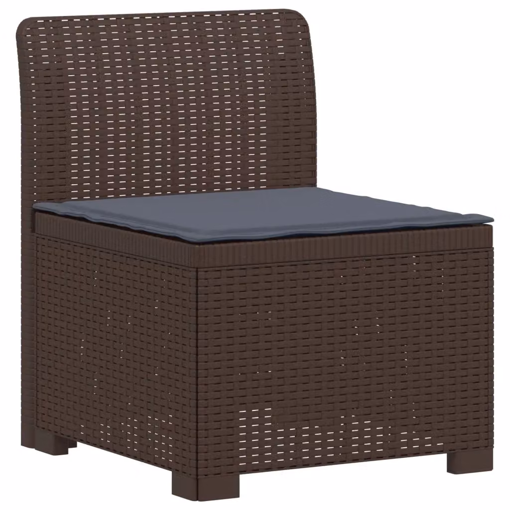 Divano da giardino a 1 posto con cuscino in design moderno effetto rattan color marrone e grigio per esterno, balcone o terrazzo, L: 70 cm, P: 62 cm, H: 62 cm – 2