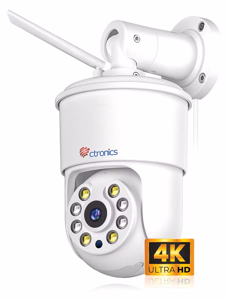 Telecamera di sicurezza 4K 8MP - Connessione Wi-Fi - Alloggiamento in metallo - Montaggio a parete - Sicurezza per esterni - Visione notturna - Telecamera PTZ