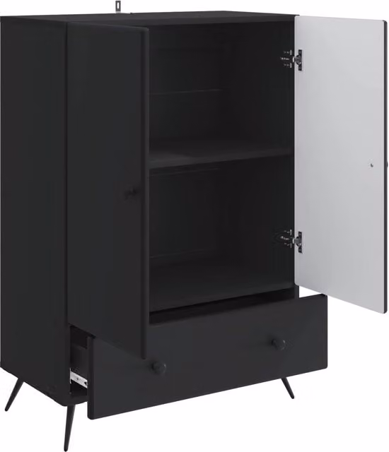 Credenza moderna nera in legno MDF per soggiorno e sala da pranzo L/P/H: 66 x 34,5 x 95 cm – 1