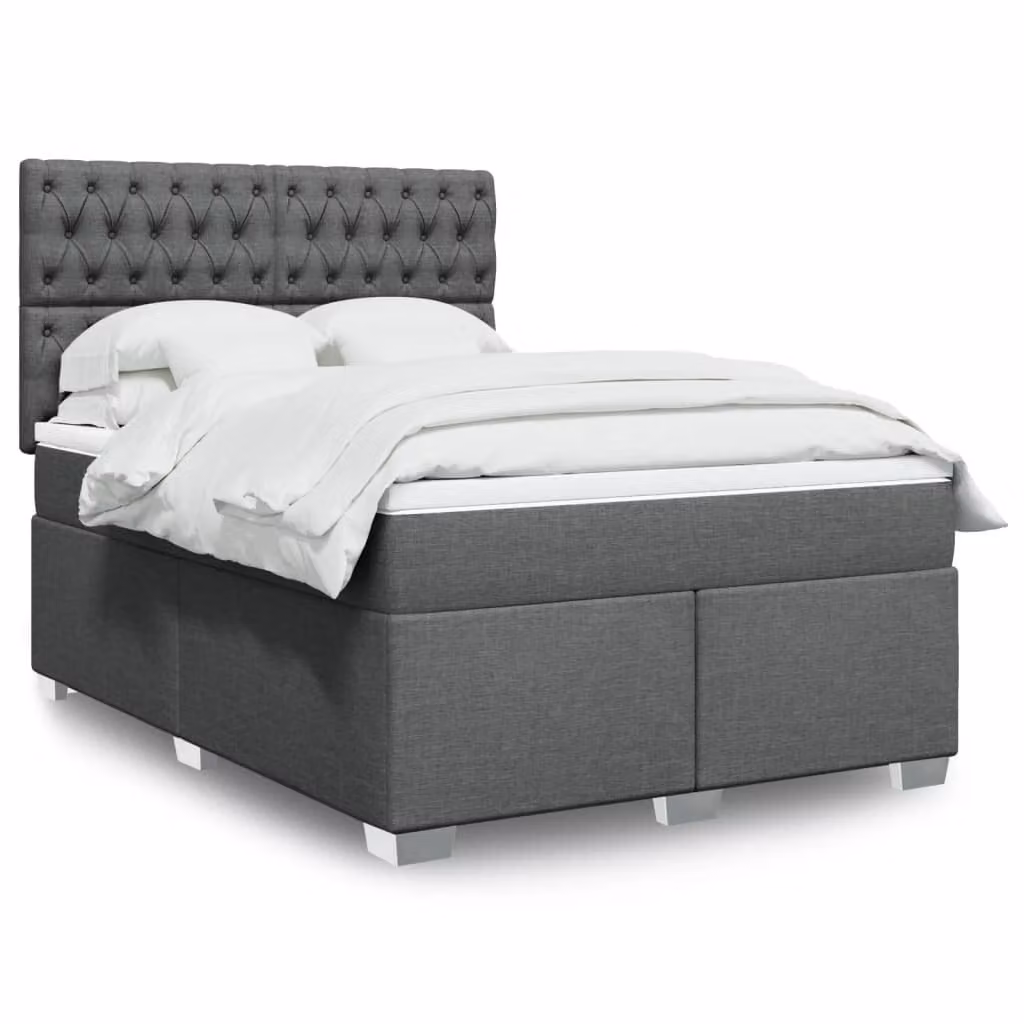 Maison Exclusive - Giroletto a Molle con Materasso Grigio Scuro 160x200 cm Tessuto