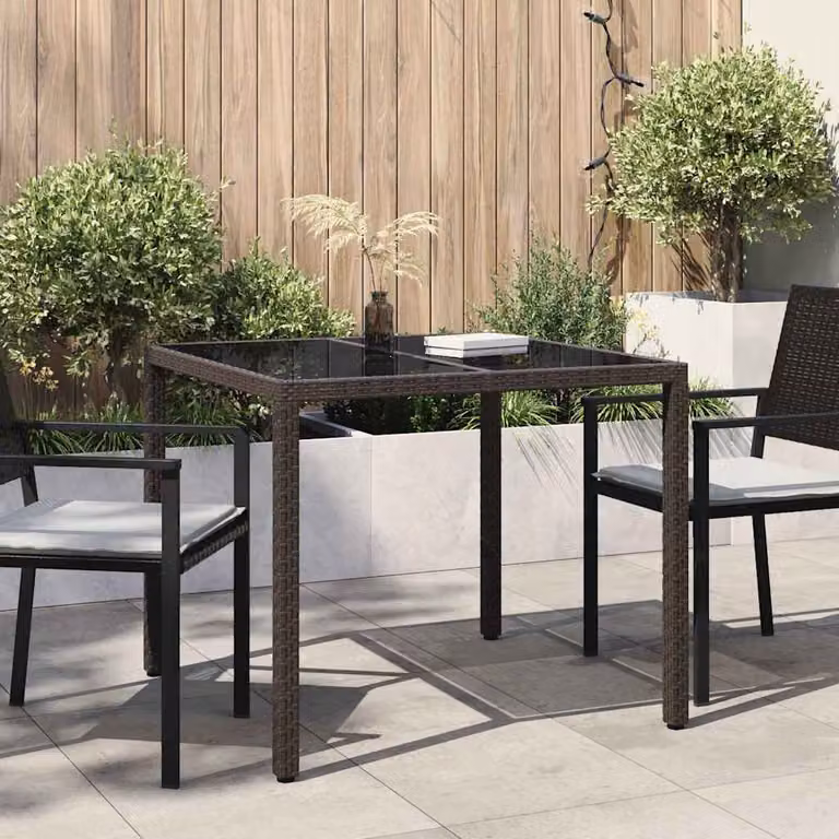 vidaXL Tavolo da Giardino Quadrato in Polyrattan Marrone L 90 x P 90 x H 75 cm