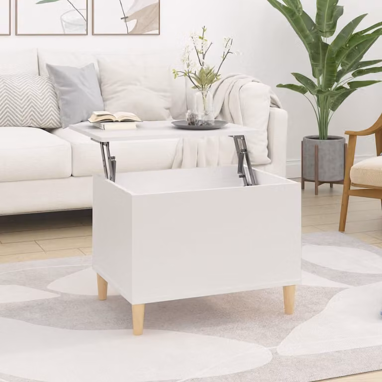 Tavolino The Living Store bianco 60x44,5x45 cm in materiale ligneo
