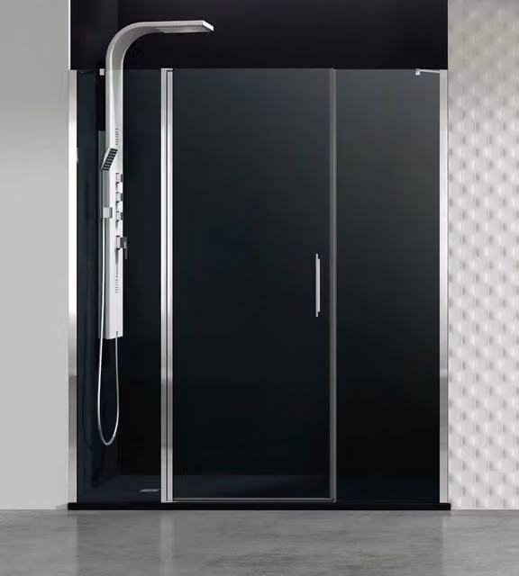 Box doccia rettangolare DUCHA OPEN con vetro trasparente e profili neri, L: 140 cm (30+50+60 cm)