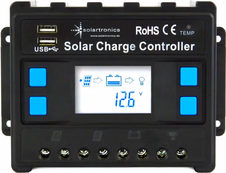 Regolatore di carica 40 A / 12 V/24 V blu