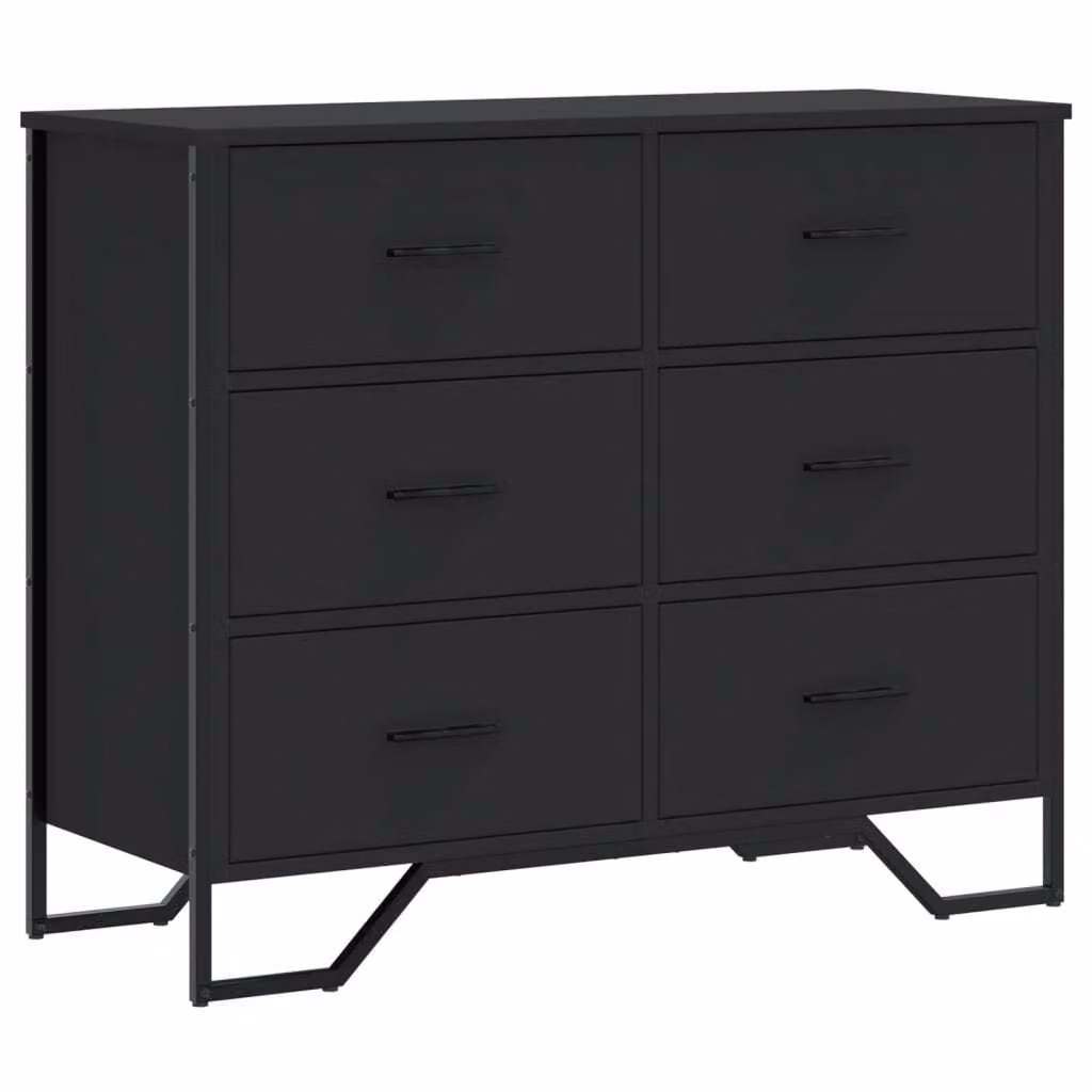 Cassettiera Nera 91x35,5x74,5 cm in Truciolato