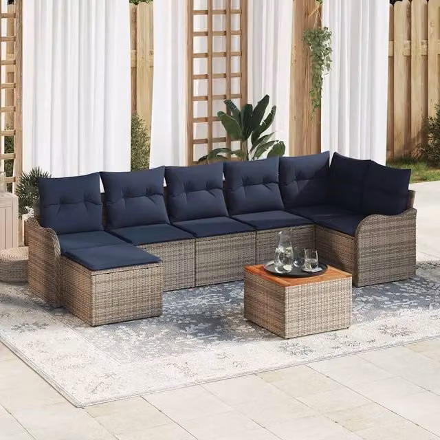 Set Divano da Giardino 8 pz Grigio polyrattan 3347486