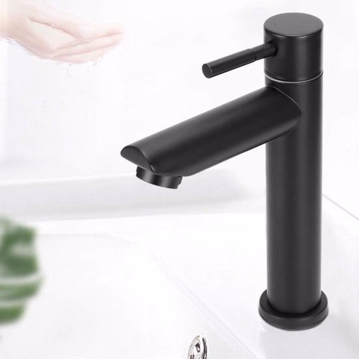Miscelatore per lavabo: design elegante, monocomando, rubinetto per acqua fredda, accessori per il bagno, , design resistente