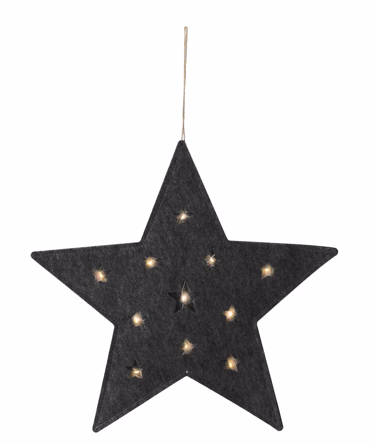 Stella in feltro con 12 LED - circa 45 cm - funzionamento a batteria con timer
