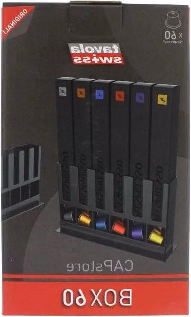Scatola per 60 capsule Nespresso in plastica nera Tavola Swiss L: 25 cm, P: 15 cm, H: 7 cm