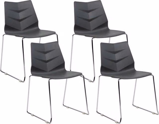 Set di 4 sedie impilabili BELIANI in plastica lucida grigia con gambe in metallo design scandinavo moderno per cucina e sala da pranzo