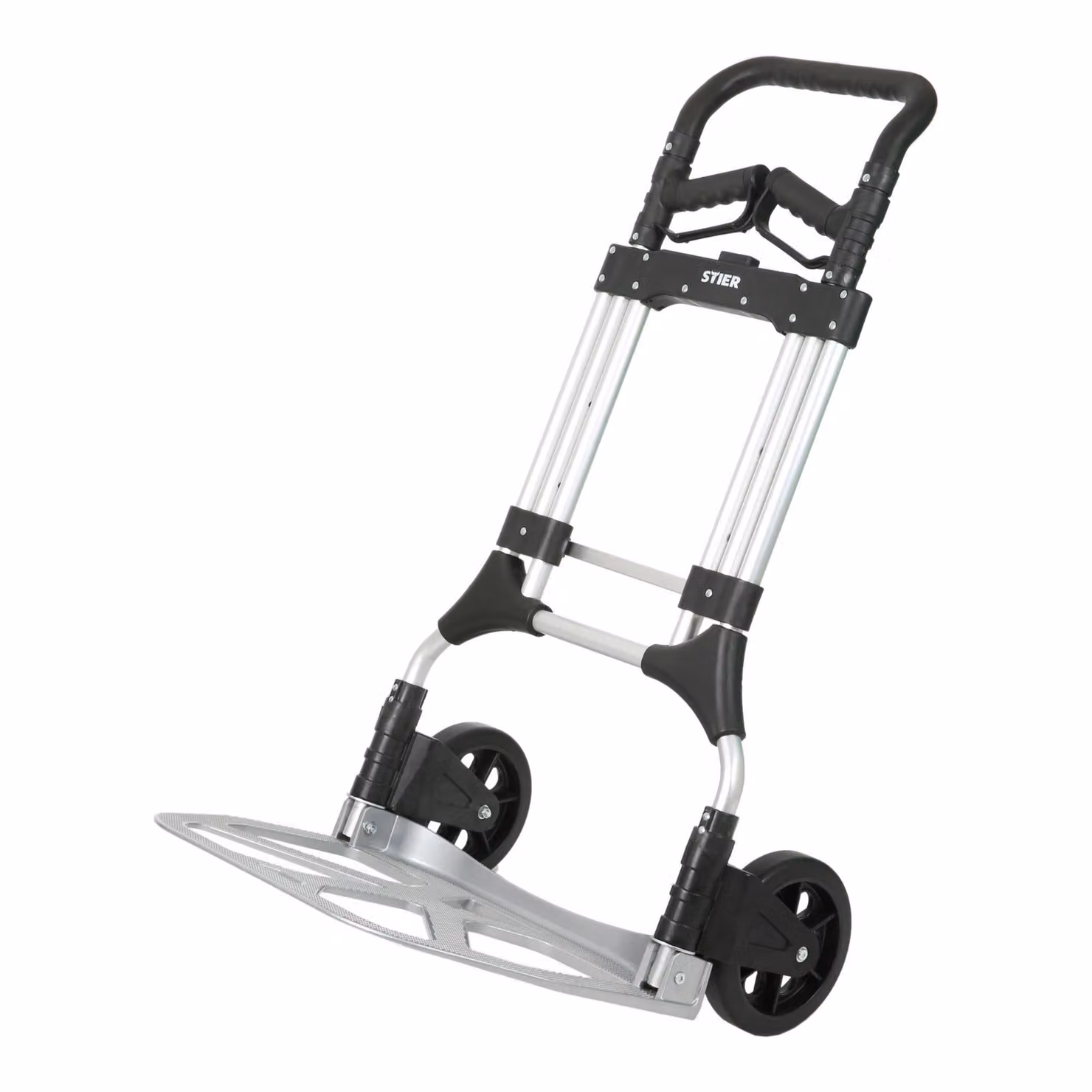 Carrello portasacchi pieghevole STIER Premium, carrello da trasporto in alluminio, portata fino a 200 kg, carrello impilabile per il trasporto, pneumatici in gomma piena, impugnatura regolabile in altezza