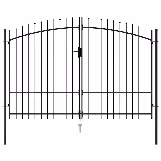Cancello per recinzione a doppia anta vidaXL Woerden in acciaio nero L: 299,5 cm, H: 249,5 cm