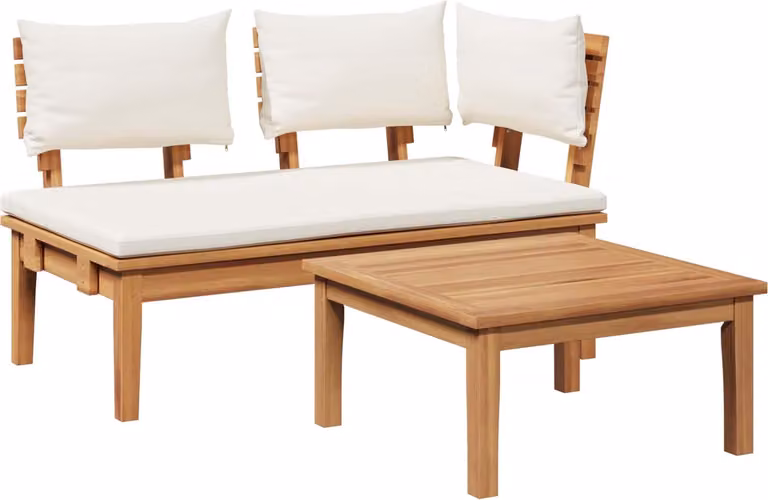 Set Panchina e Tavolo da Giardino 2 pcs Crema e Marrone
