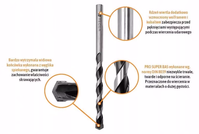 TEGER PRO SUPER BAS, trapano per calcestruzzo con punta in metallo duro, 12x400 mm