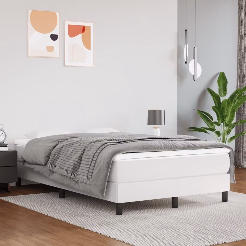 The Living Store Letto a molle con materasso bianco 120x200 cm in Pelle finta