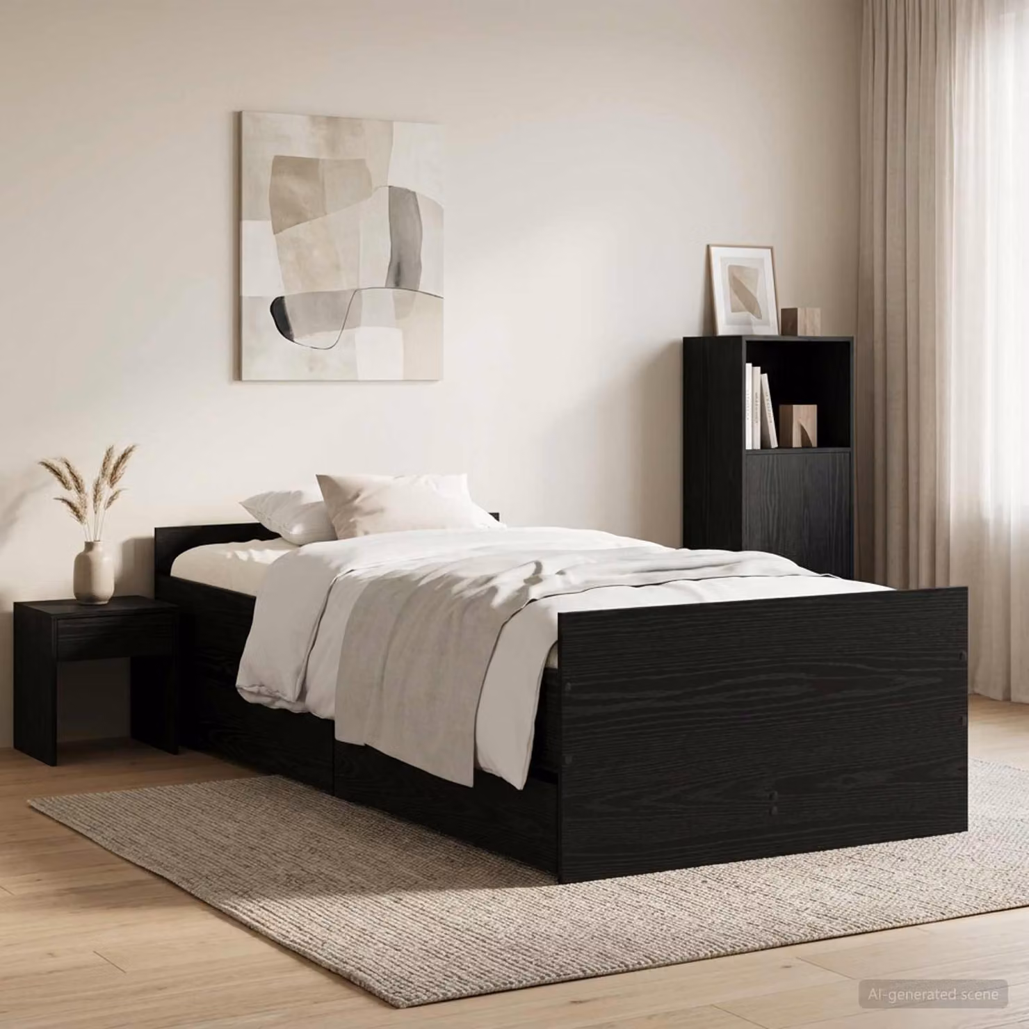 Struttura del letto moderna vidaXL in legno nero L: 100 cm, P: 200 cm, H: 102 cm