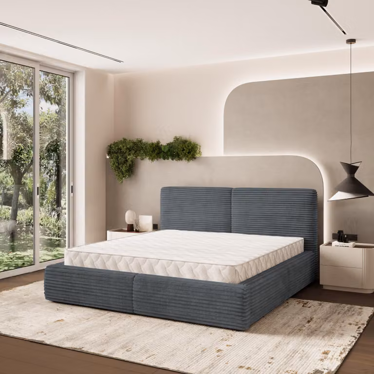 Letto imbottito Masseno FELURO T 120x200 cm, letto imbottito con cassetti - Grigio, TILIA 85