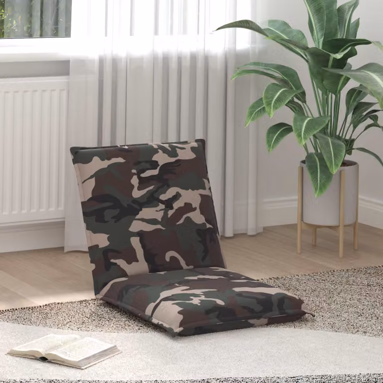 Sedia a pavimento regolabile vidaXL in tessuto verde stile esercito per adulti