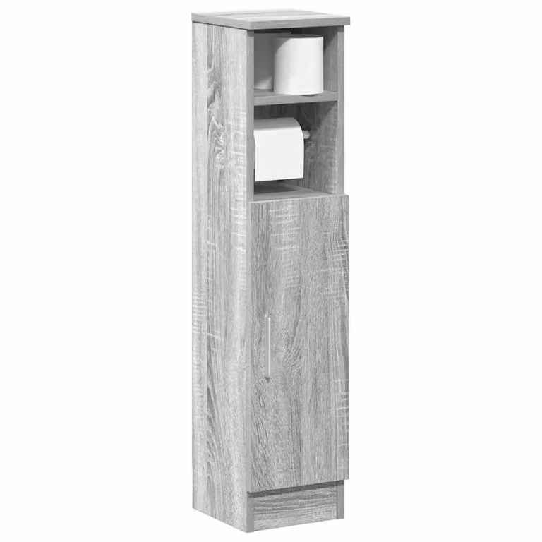 Mobile da bagno vidaXL con portarotolo e ripiani, Grigio Sonoma, L: 20,5 cm, P: 22 cm, H: 90 cm