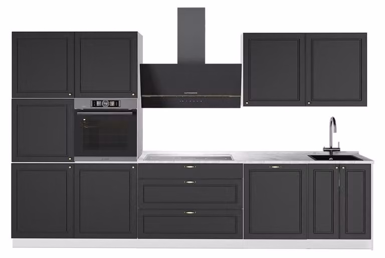 Cucina componibile Vicco Fame-Line Oro-antracite rustico/Bianco 340 cm, PL Marmo, Model 64618