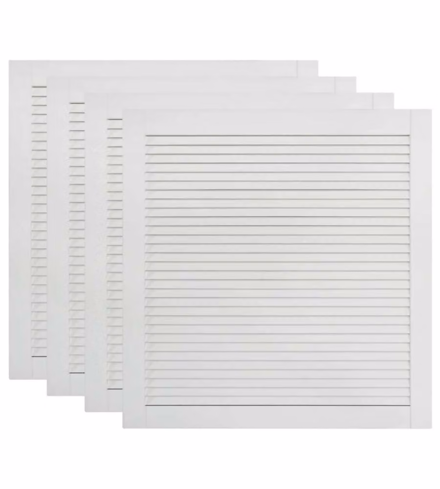 Set di 4 ante a lamelle vidaXL in legno massello di pino, colore bianco, L: 61,5 cm x H: 59,4 cm