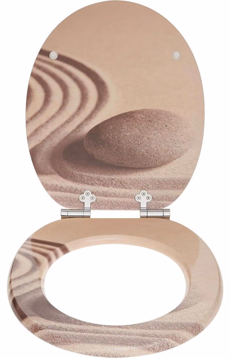 Copertura per WC con sistema di abbassamento automatico, in legno, con motivo "Wüstenstein", dimensioni 43,5 x 37,8 x 5 cm