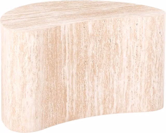 Tavolino Beliani in MDF con impiallacciatura effetto travertino beige, forma a rene e stile moderno per il tuo soggiorno