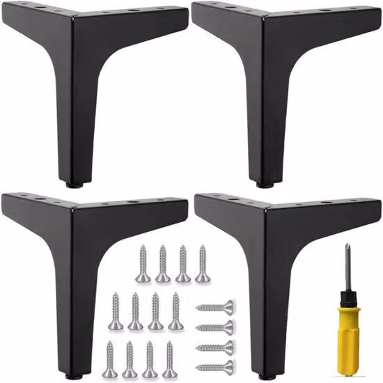 Strutture metalliche per mobili - Set da 4 pezzi - Design ultramoderno - Nero - Lunghezza 17 cm