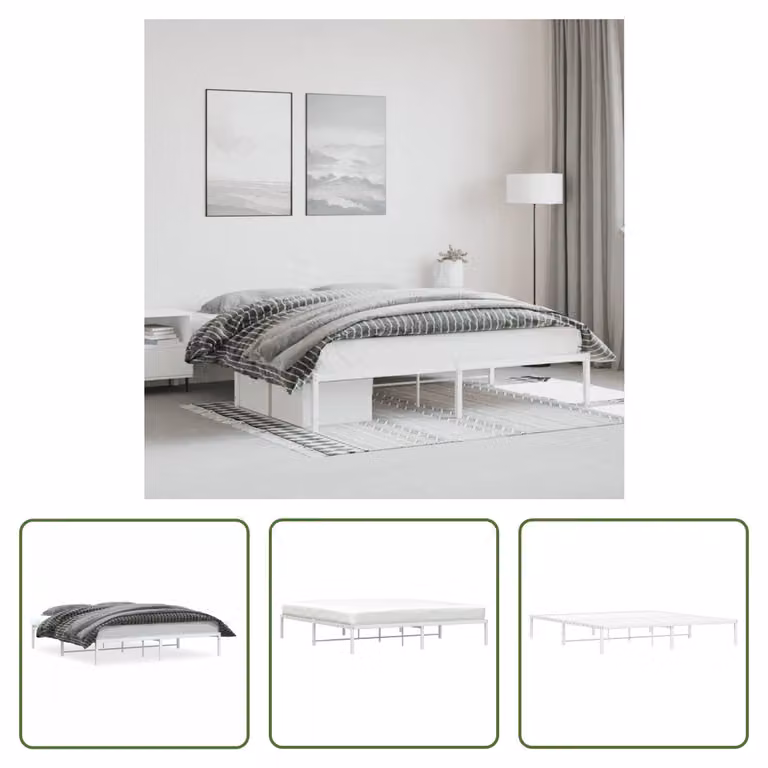 The Living Store Struttura letto in metallo bianco 180x200 cm