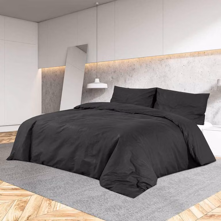 Set Copripiumino e Federe vidaXL in Cotone Nero 220 x 240 cm