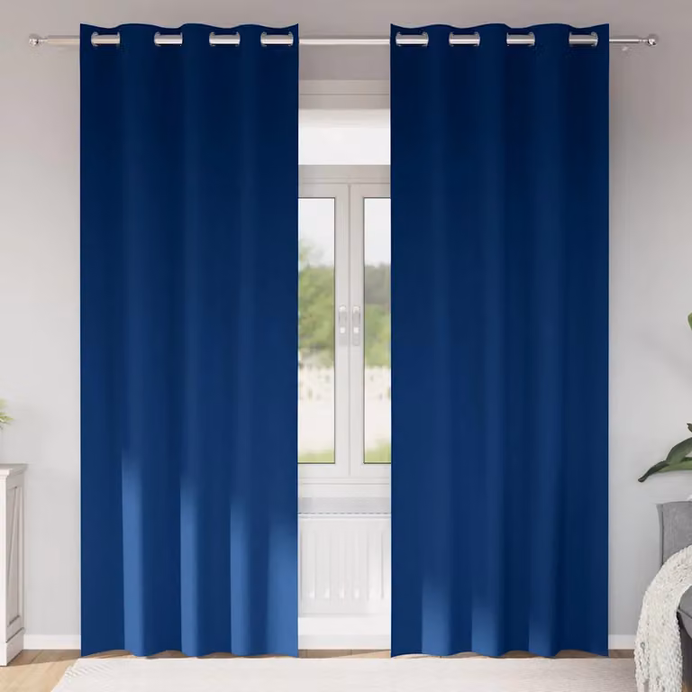 Set di 2 tende blackout vidaXL con anelli in poliestere, colore blu, H: 260 cm x L: 140 cm