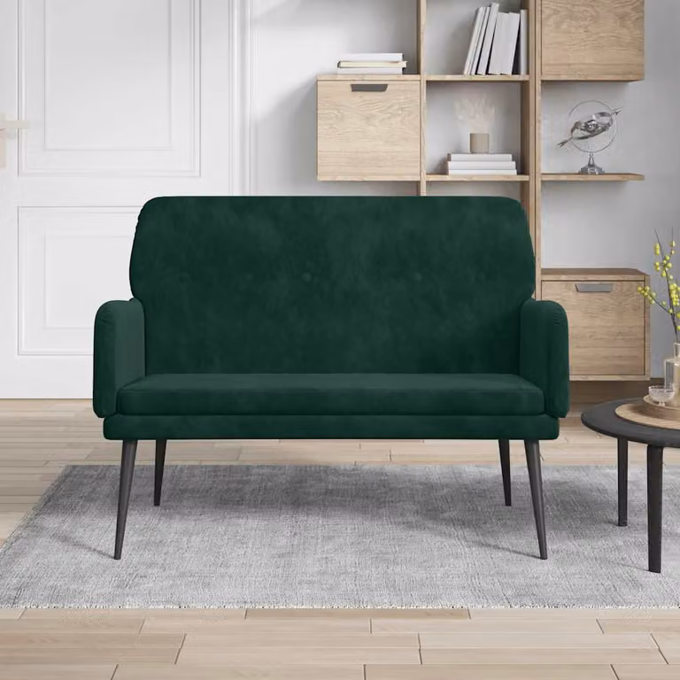 Panca vidaXL in velluto verde con braccioli e struttura in metallo L: 108 cm, P: 79 cm, H: 79 cm