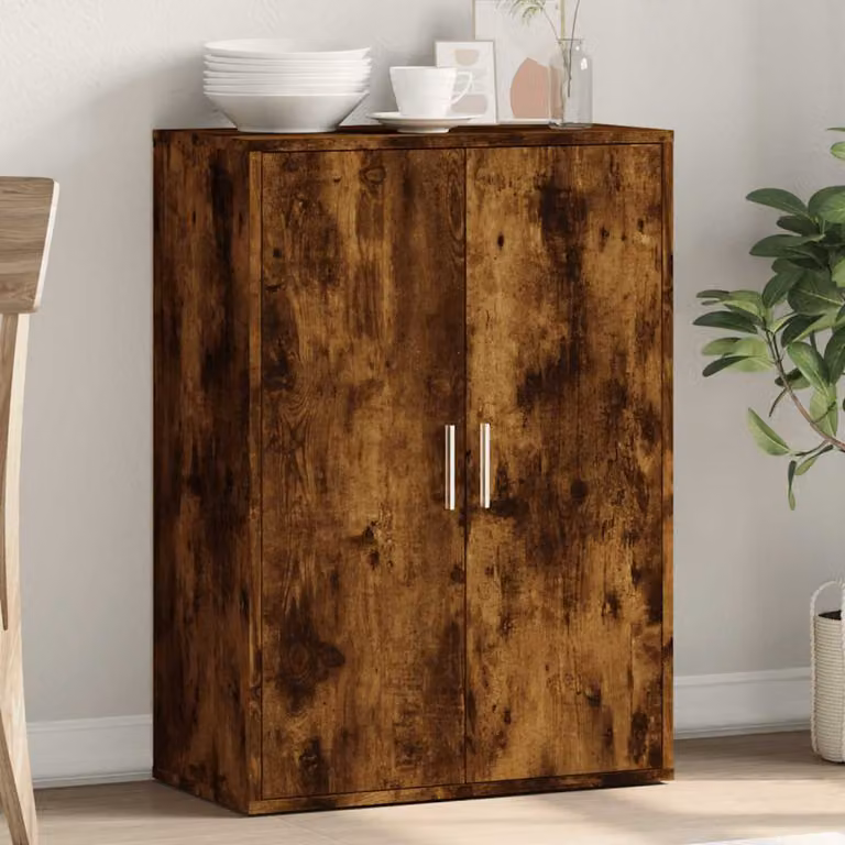 Credenza moderna vidaXL in legno multistrato color rovere fumo, L 60 cm x P 31 cm x H 84 cm