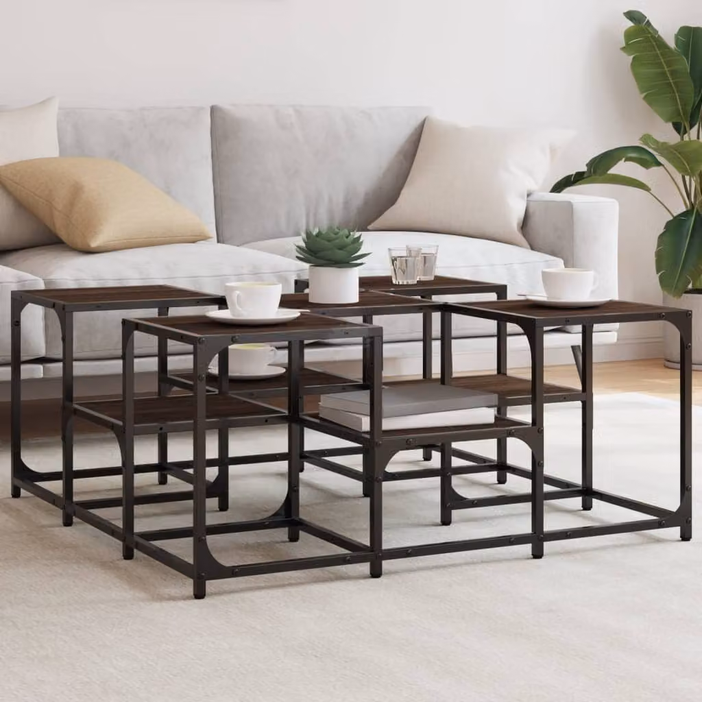 vidaXL Tavolino da Salotto Quadrato in Rovere Marrone con Struttura in Metallo L/P/H: 91 x 91 x 40 cm