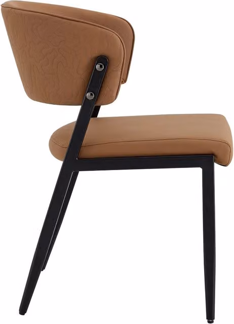 Sedia da sala da pranzo 78 x 51 x 47 cm marrone in PU e metallo, schienale ergonomico