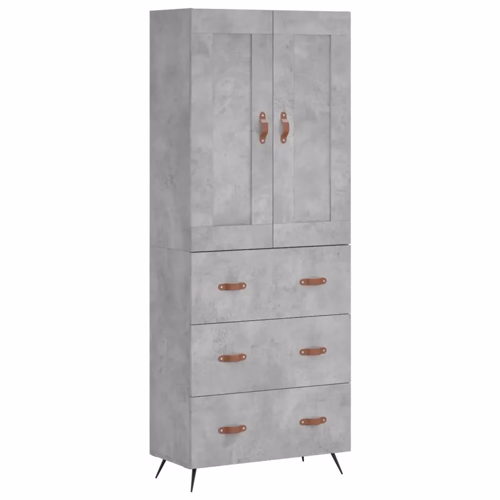 Credenza Industrial in Legno e Metallo Grigio vidaXL L: 69,5 cm, P: 34 cm, H: 180 cm – 2