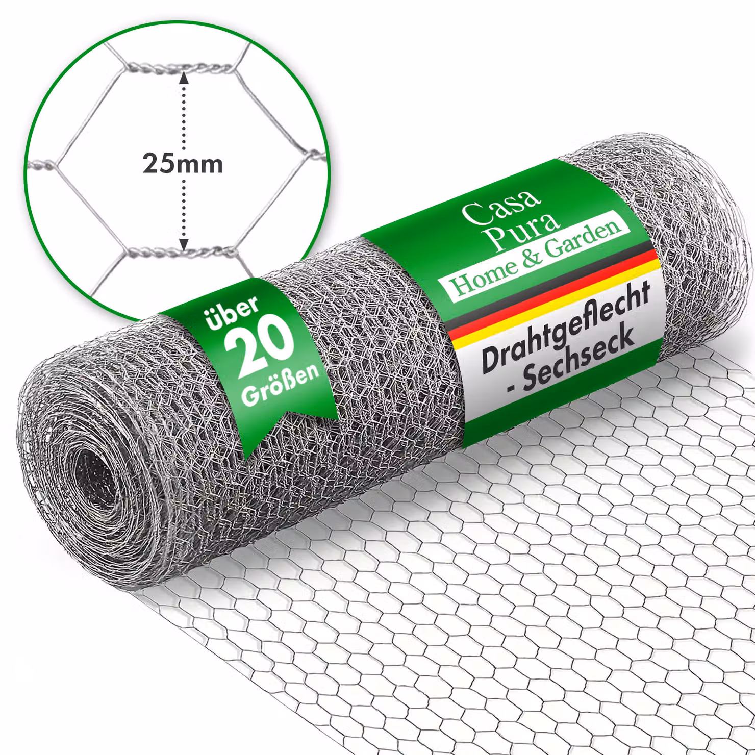 Recinzione in filo di ferro zincato per conigli Dimensioni della rete: 25 mm Altezza: 75 cm Lunghezza: 10 m