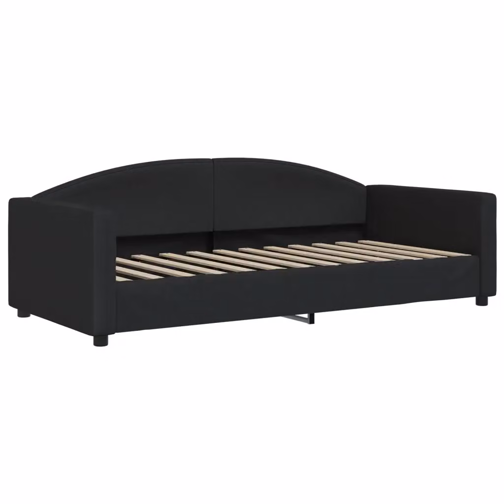 Letto da giorno moderno vidaXL in tessuto nero con struttura in legno e metallo – 2