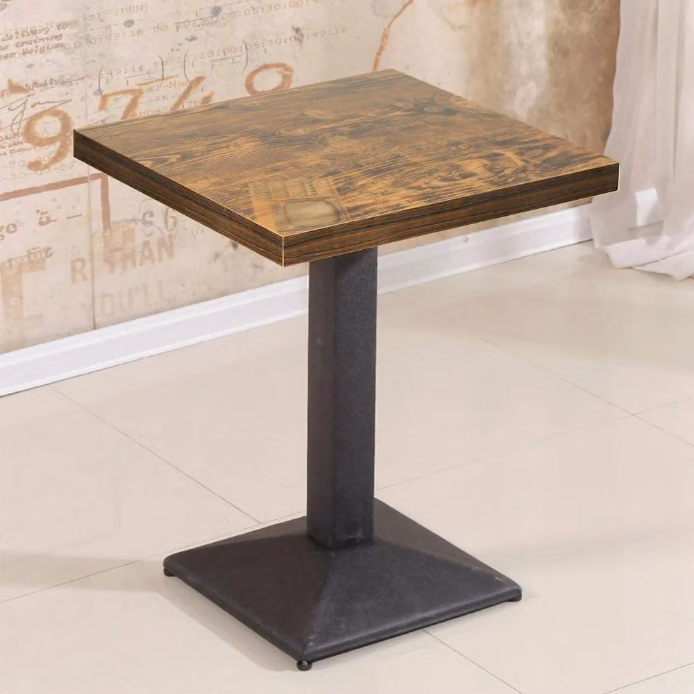 Tavolo bar e tavolo da pranzo - Tavolo in stile industriale quadrato, 60x60x75 cm - Piano in legno con gambe in ferro - Stile retrò vintage - Aspetto moderno in stile marocchino - Colore: marrone