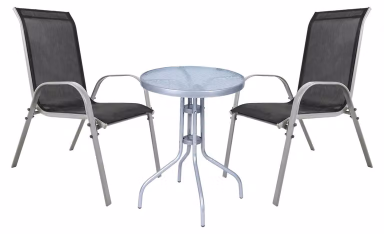 Set da bistrot, set da bistrot 3 pezzi, grigio argento/nero