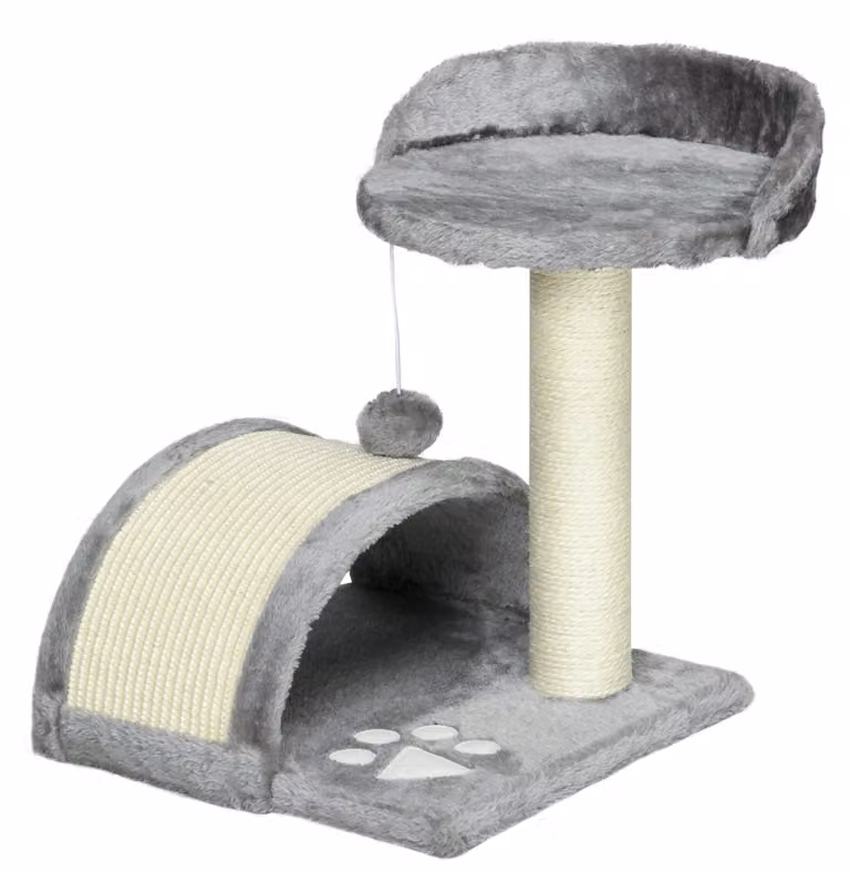 Albero per graffiare piccolo, ideale per gatti, altezza 46 cm, con cuccia integrata | Colore: Grigio