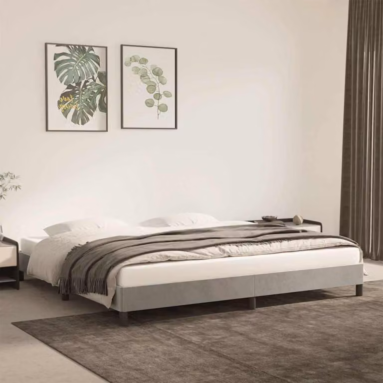 Giroletto vidaXL senza materasso in velluto grigio chiaro L/P: 200 x 200 cm