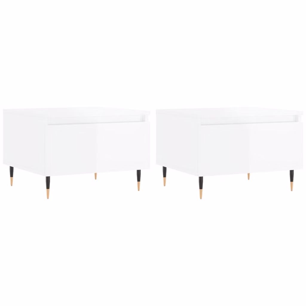 Tavolini Salotto 2pz Bianco Lucido 50x46x35cm Legno Multistrato