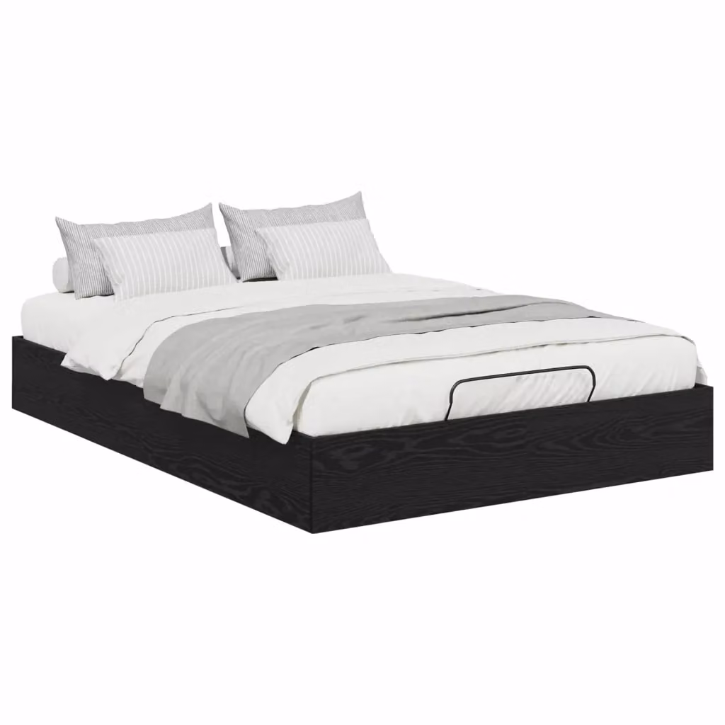 Letto ottomano moderno vidaXL in legno nero con base a sollevamento L/P/H: 140 x 190 x 25 cm – 2