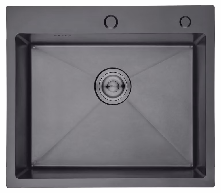 Lavello da cucina - 55 x 45 cm - Acciaio inossidabile, nero - Vasca singola con filtro di scarico